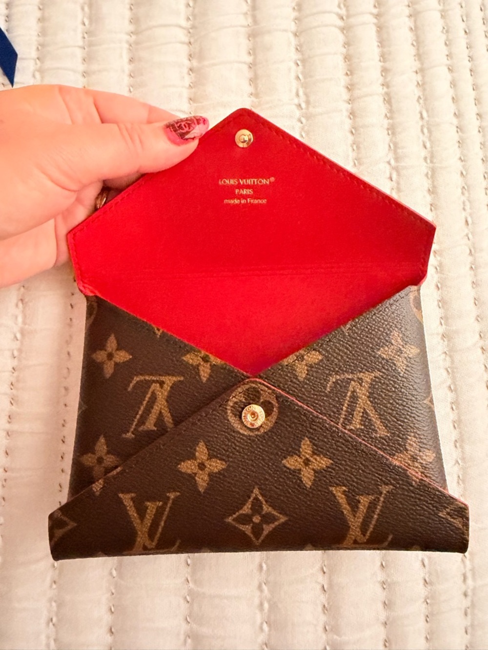 Louis Vuitton Monogram Kiragami Envelope Wallet Red Interior Medium